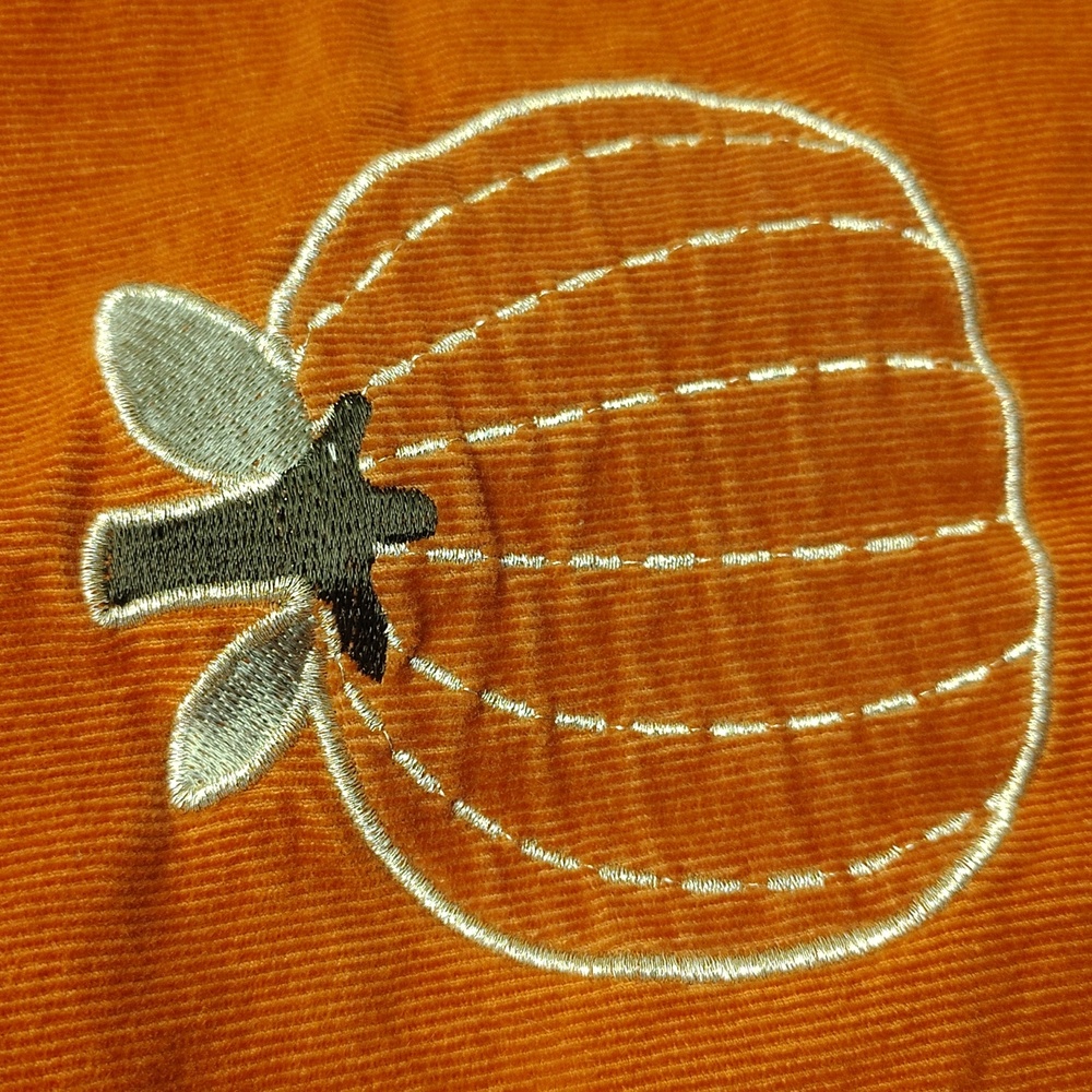 Isaac Mizrahi Orange Corduroy Embroidered Pumpkin Dress - Picture 3 of 8